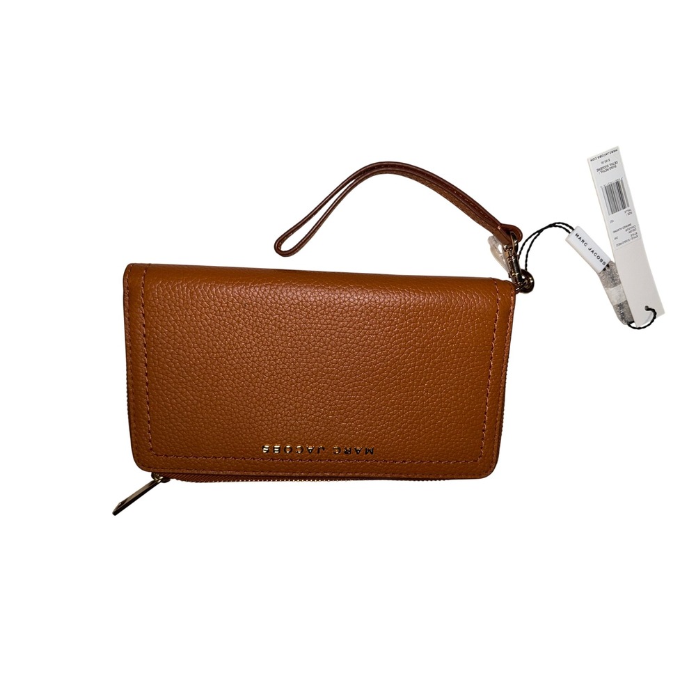 432. Marc Jacobs Women's Logo Leather Zip-Around Wallet Smoked Almond Brown